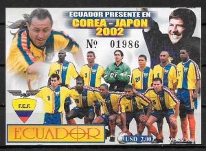 filatelia fútbol Ecuador 2002