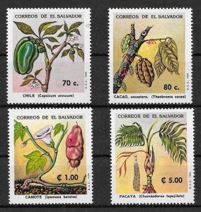 filatelia colección frutas el Salvador