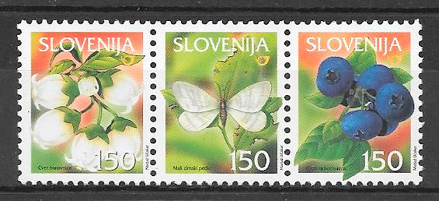filatelia colección frutas Eslovenia 2005