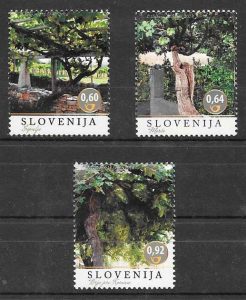 filatelia colección frutas y verduras Eslovenia 2014