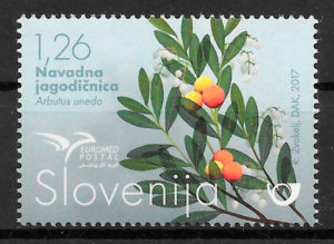 filatelia colección frutas Eslovenia 2017