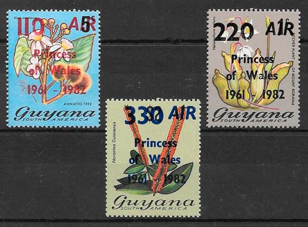 sellos frutas Guyana 1982