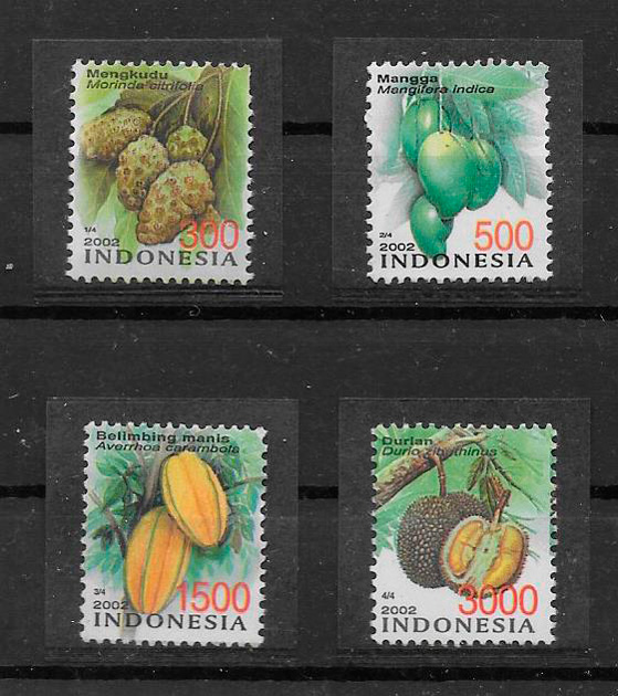 filatelia colección frutas Indonesia 2002