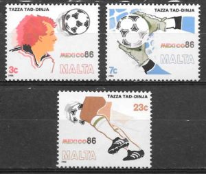 filatelia futbol Malta 1986