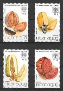 sellos frutas Nicaragua 1986