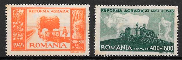 sellos frutas Rumania 1946