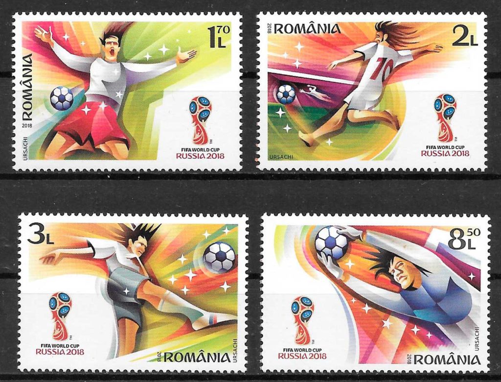 filatelia coleccion futbol Rumania 2018