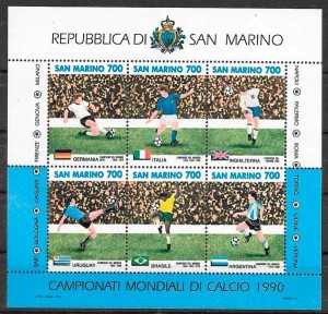 colección sellos fútbol San Marino 1990