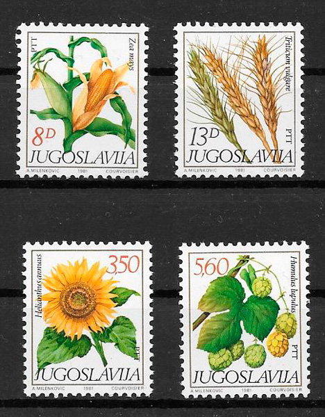filatelia colección frutas Yugoslavia 1981