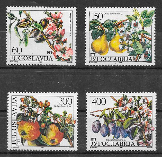 sellos frutas Yugoslavia 1987