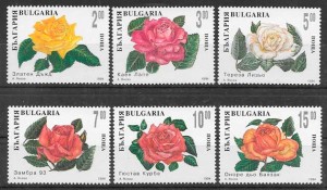 colección sellos rosas Bulgaria 1994