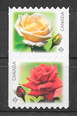 coleccion sellos rosas Canada 2014