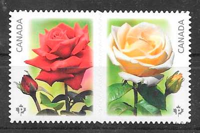 coleccion sellos rosas Canada 2014