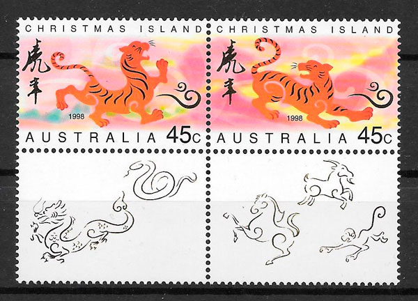 sellos año lunar 1998 Christmas Island