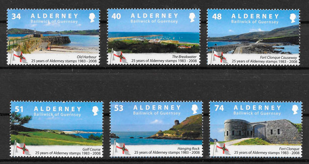colección sellos turismo Alderney 2008