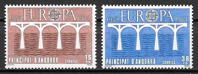 coleccion sellos Europa Andorra Espanola 1984