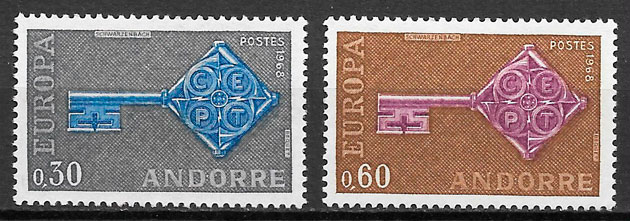 coleccion sellos Europa Andorra Francesa 1968