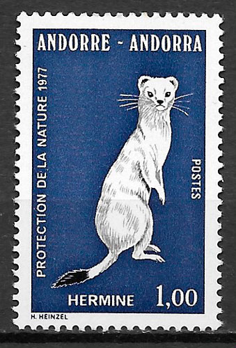 sellos fauna Andorra Francesa 1977