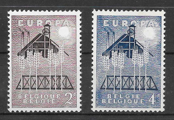 sellos Europa Belgica 1957