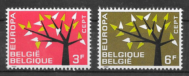 filatelia europa Belgica 1962