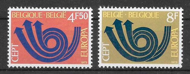 sellos colecccion Europa Belgica 1973