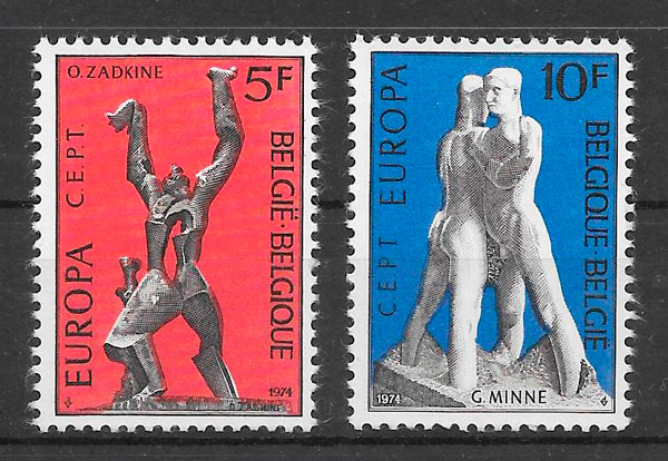 sellos colecccion Europa Belgica 1974
