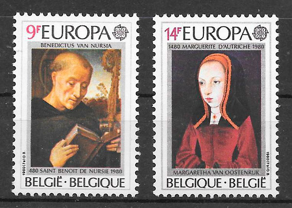 selos Europa Belgica 1980