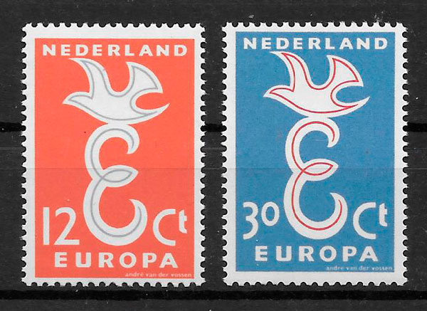 sellos Europa Holanda 1958