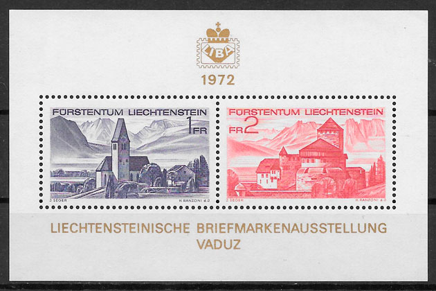 filatelia colección arquitectura Liechtenstein 1972ra 