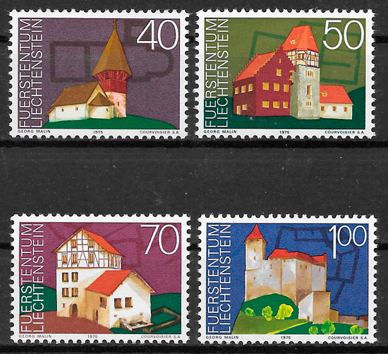 sellos arquitectura Liechtenstein 1975
