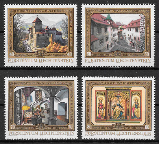 colección sellos arquitectura Liechtenstein 1978 