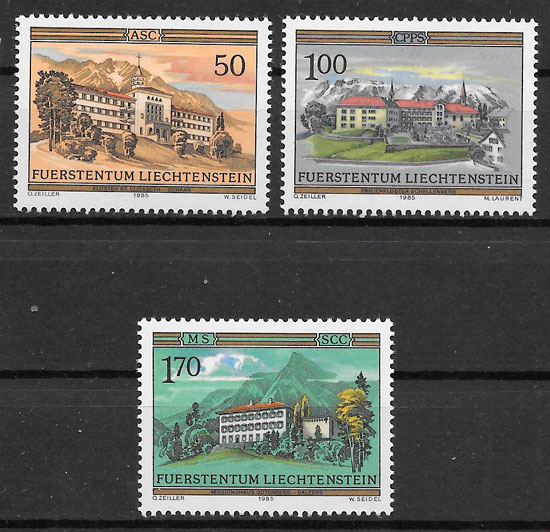 sellos arquitectura Liechtenstein 1985
