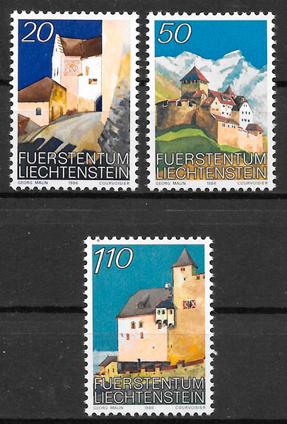 sellos arquitectura Liechtenstein 1986