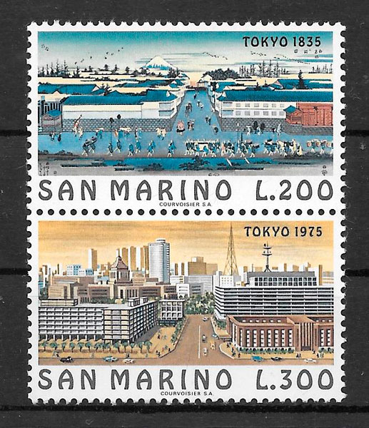 colección sellos arquitectura San Marino 1975 