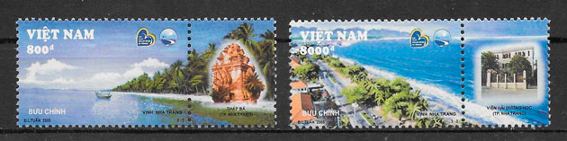filatelia colección arquitectura Viet Nam 2005