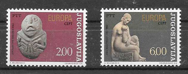 colección sellos tema Europa Yugoslavia 1974