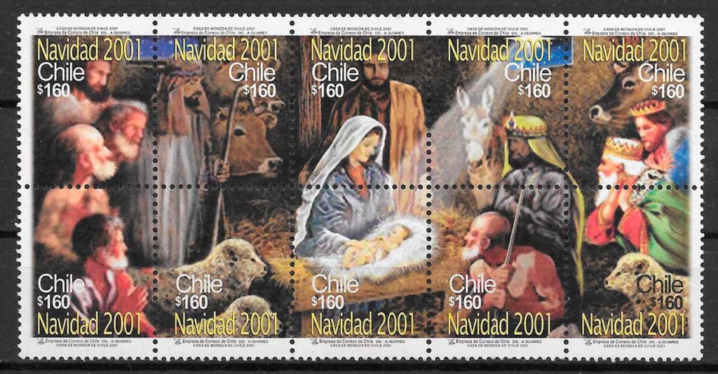 filatelia coleccion Chile 2001 navidad