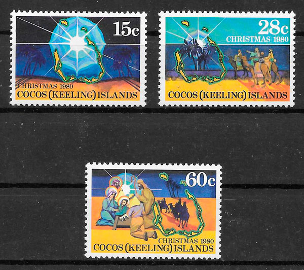 sellos navidad Cocos Islands 1980
