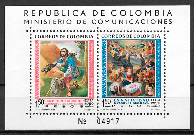 filatelia navidad Colombia 1960