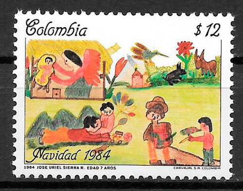 sellos navidad Colombia 1984