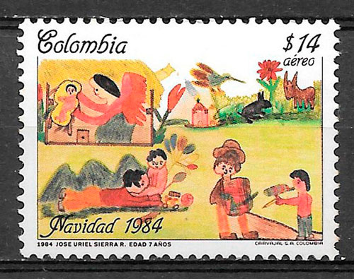 sellos navidad Colombia 1984