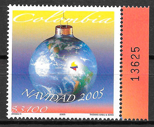 sellos navidad Colombia 2005