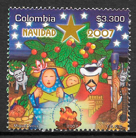 filatelia navidad Colombia 2007