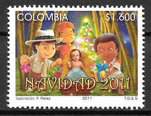 colección sellos navidad Colombia 2011