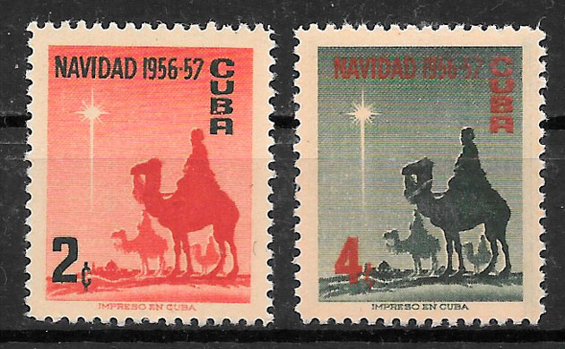 sellos navidad Cuba 1956