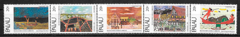 sellos navidad Palau 1983