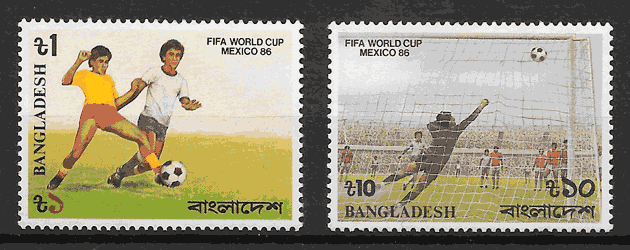 filatelia colección fútbol Bangladesh 1986