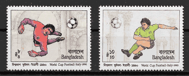 colección sellos fútbol Bangladesh 1990