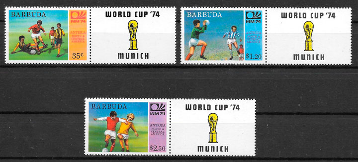 sellos fútbol Barbuda 1974