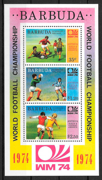 sellos fútbol Barbuda 1974